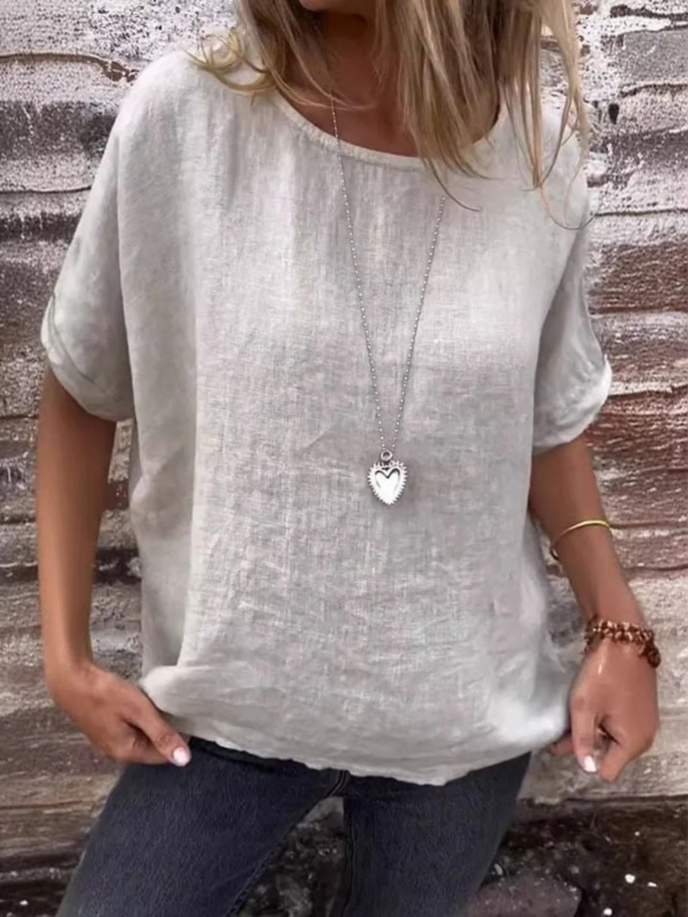 100% linen made in Italy White Short Sleeve Tunic with Eyelet Hem back details M - Picture 5 of 5